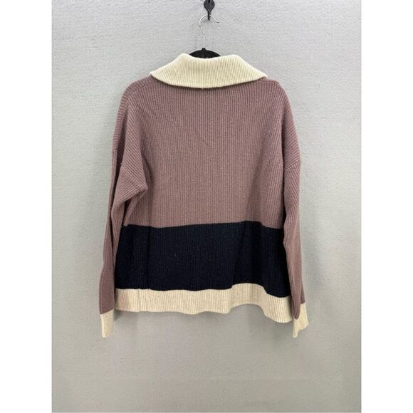 Madewell Glenbrook Half-Zip Pullover Sweater in Colorblock Merino Wool Size L - Picture 4 of 9